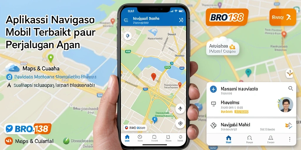 Antarmuka aplikasi BRO138 menampilkan fitur navigasi mobil yang canggih.