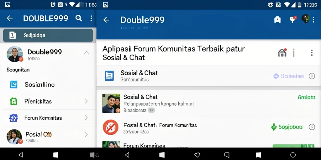 Antarmuka aplikasi Forum Komunitas DOUBLE999 yang intuitif dan menarik.