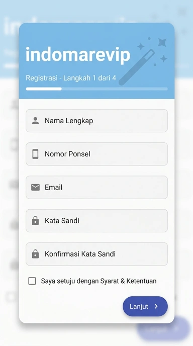 Tampilan halaman daftar indomarevip